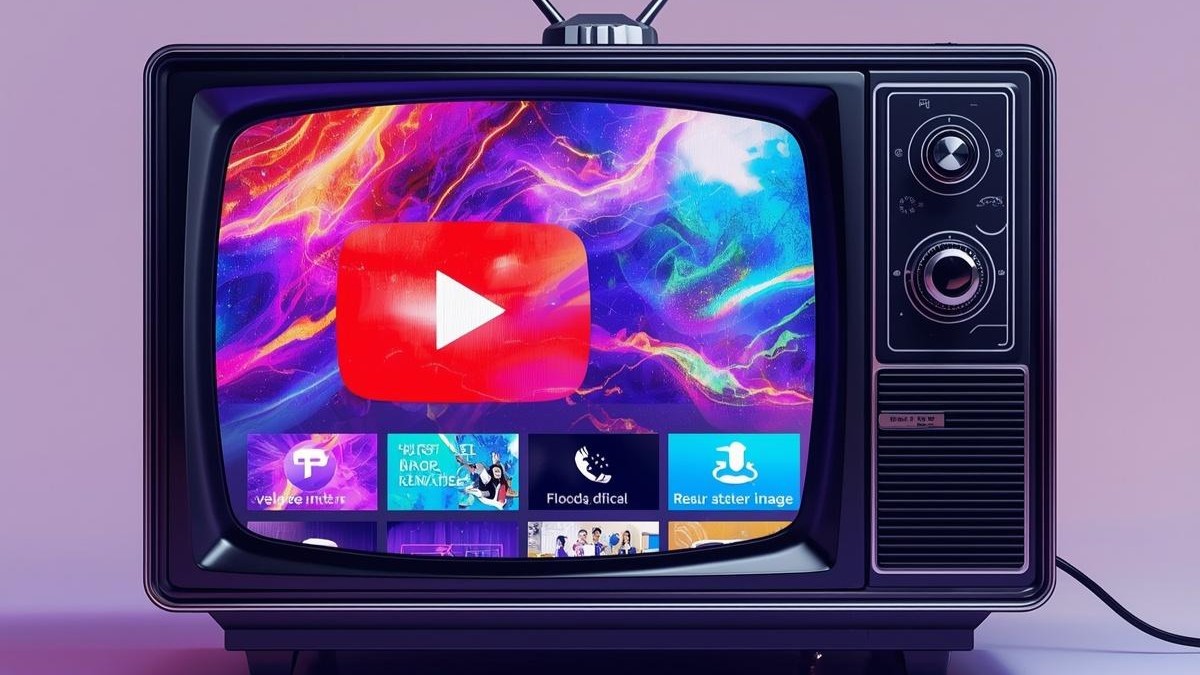 Foto ilustrativa criada por IA. Youtube na TV