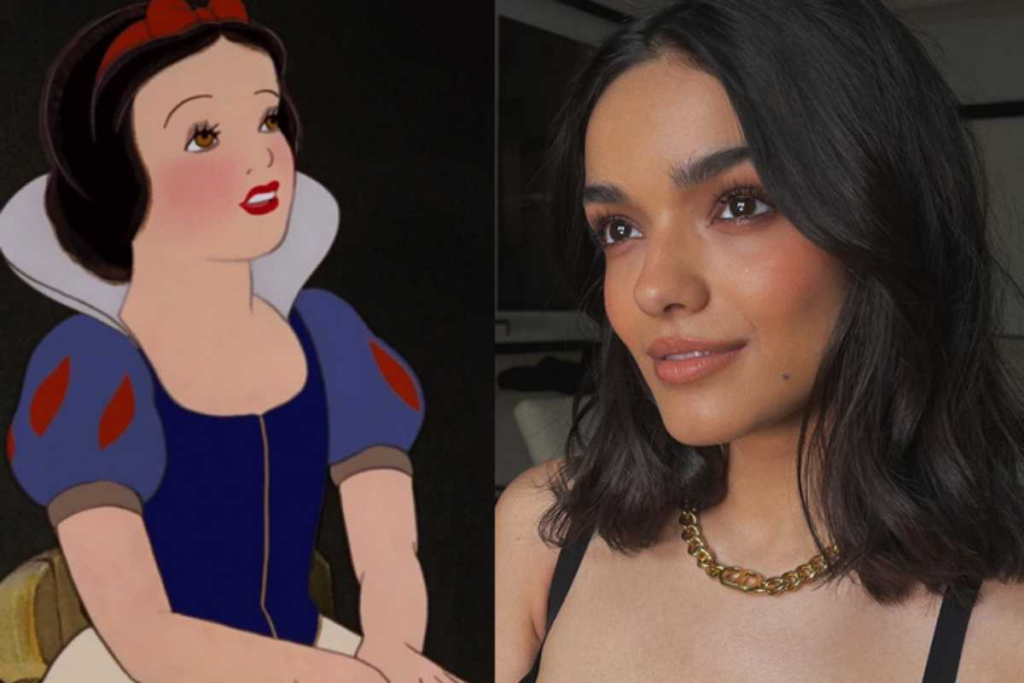 Foto da personagem da Disney, Branca de Neve em animação e live-action