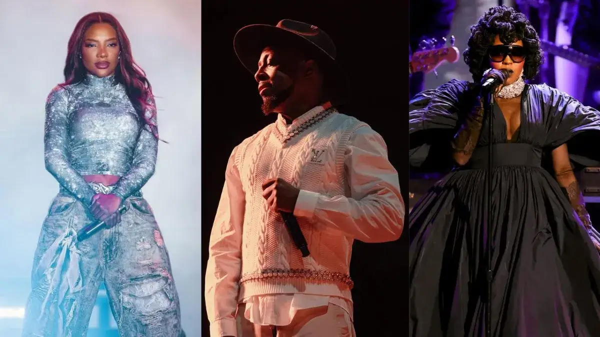 Foto montagem de Ludmilla, Wyclef Jean e Lauryn Hill