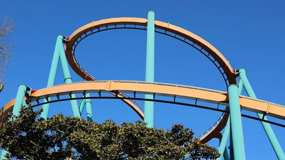 Foto de uma Montanha-russa do parque Six Flags que relembra acidente no Terra Encantada